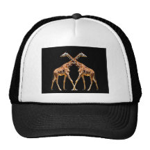 GIRAFFES IN PASSING TRUCKER HATS