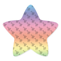 Giraffes on rainbow pastel star stickers