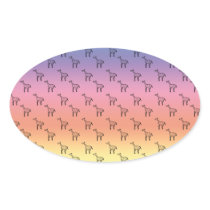 Giraffes on rainbow pastel oval stickers