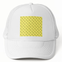 Giraffes on yellow mesh hats