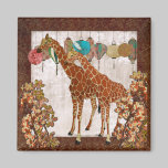 Giraffes Orange Bloom Magnet magnets