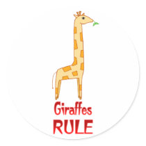 Giraffes Rule Round Stickers