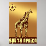 Giraffes Sunset South Africa World Soccer Safari Poster