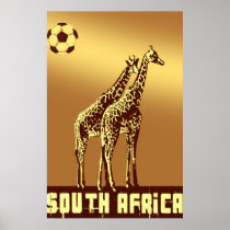 Giraffes Sunset South Africa World Soccer Safari Poster