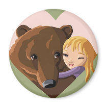 Girl and Bear Refrigerator Magnets
