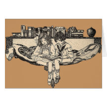 Girl and Boy Reading Card