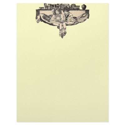 Girl and Boy Reading Custom Letterhead by msdespina