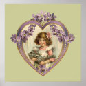 Girl And Kitten Heart posters