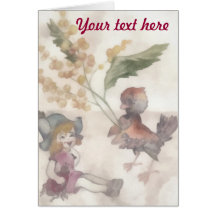 Girl and	sparrow card