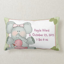 Girl Baby Elephant on Green with Rubber Duck Pillows