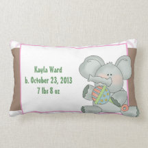 Girl Baby Elephant Zebra Stripes and Rattle Throw Pillows