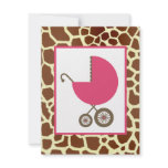 Girl Baby Shower - Pink Carriage & Giraffe Print Personalized Invitations