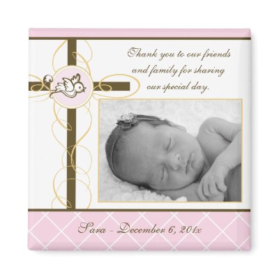 Girl Baptism/Christening Favour - Photo Magnet by OrangeOstrichDesigns