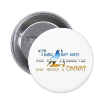 GIRL BARREL RACING PINBACK BUTTON