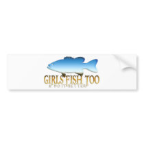 GIRL BASS FISHING BUMPER STICKER