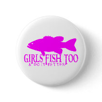 GIRL BASS FISHING PINBACK BUTTON