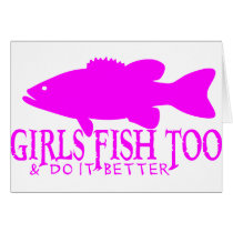 GIRL BASS FISHING GREETING CARD