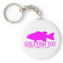 GIRL BASS FISHING KEYCHAIN