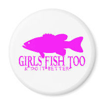 GIRL BASS FISHING REFRIGERATOR MAGNET