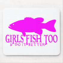 GIRL BASS FISHING MOUSE PADS