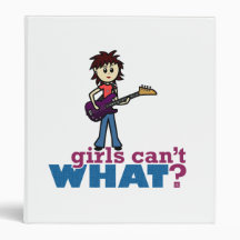 Girl Bass Guitar Player 3 Ring Binder
