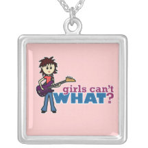 Girl Bass Guitar Player Pendant