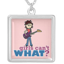 Girl Bass Guitar Player Pendants