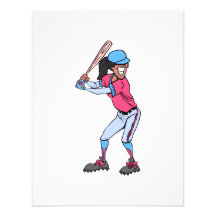 Girl Batter Personalized Invitations