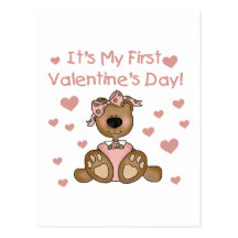 Girl Bear 1st Valentine's Day Post Cards