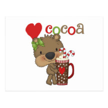 Girl Bear Cocoa Love Postcard
