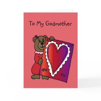 girl bear holding valentine for godmother card by littlemunchkins