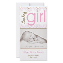 Girl Birth Announcement - Photo Card