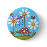 Girl Birthday Bugs Buttons
