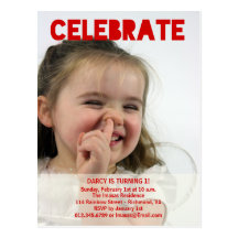 Girl Birthday Party Photo Invitations Post Cards