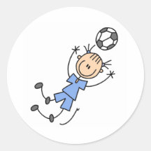 Girl Blue Soccer Uniform Round Sticker