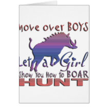 GIRL BOAR HUNTING GREETING CARDS