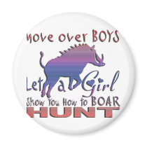 GIRL BOAR HUNTING FRIDGE MAGNET