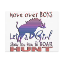 GIRL BOAR HUNTING POST CARD