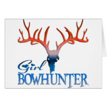 GIRL BOWHUNTER DEER GREETING CARD