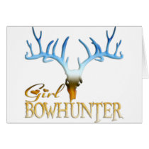 GIRL BOWHUNTER DEER GREETING CARD