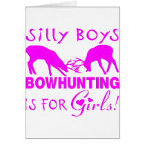 GIRL BOWHUNTER DEER GREETING CARD