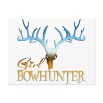 GIRL BOWHUNTER DEER POSTCARD