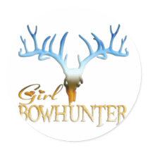GIRL BOWHUNTER DEER ROUND STICKER