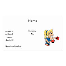 girl boxer cartoon business card templates