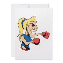 girl boxer cartoon personalized invites