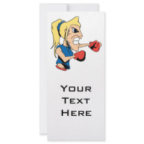 girl boxer cartoon custom rack cards