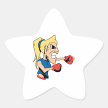girl boxer cartoon stickers