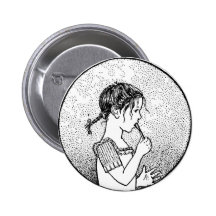 Girl Brush Your Teeth  Button