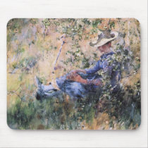 Girl by a Flowering Hawthorne Mousepads