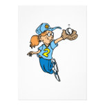 girl catching softball cartoon graphic custom invite